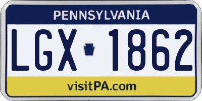 PA license plate LGX1862