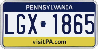 PA license plate LGX1865