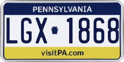 PA license plate LGX1868
