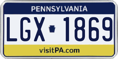 PA license plate LGX1869