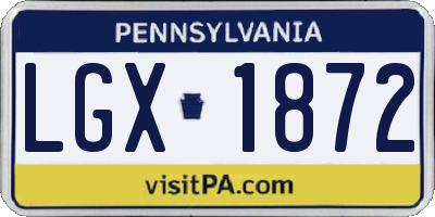 PA license plate LGX1872