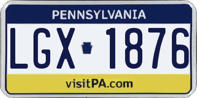 PA license plate LGX1876