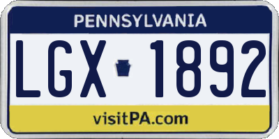 PA license plate LGX1892