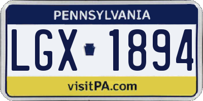 PA license plate LGX1894