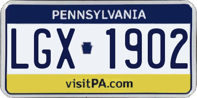 PA license plate LGX1902