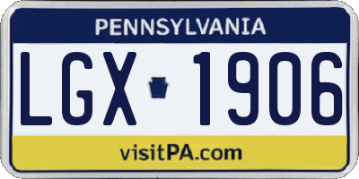 PA license plate LGX1906