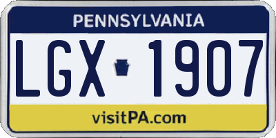 PA license plate LGX1907