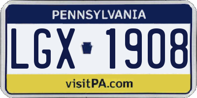 PA license plate LGX1908