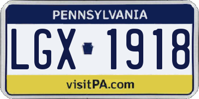 PA license plate LGX1918