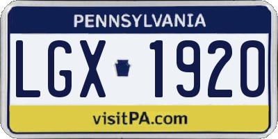 PA license plate LGX1920