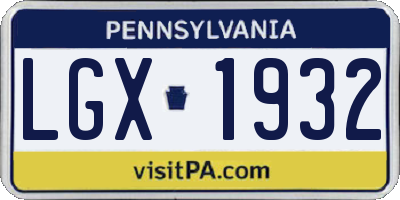 PA license plate LGX1932
