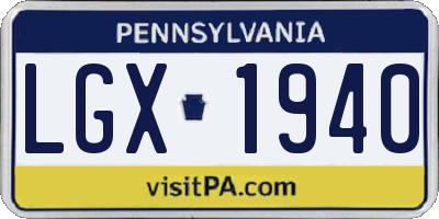 PA license plate LGX1940