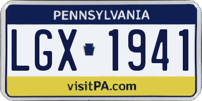 PA license plate LGX1941