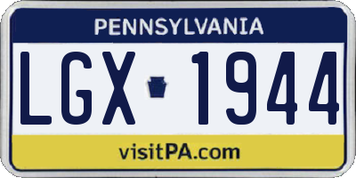 PA license plate LGX1944