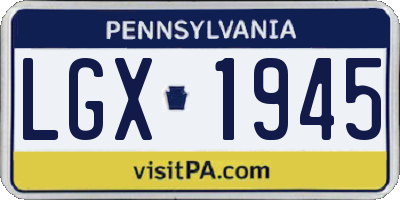 PA license plate LGX1945