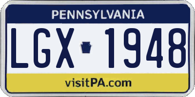 PA license plate LGX1948