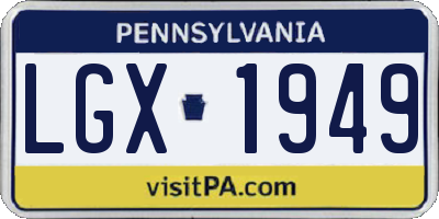 PA license plate LGX1949