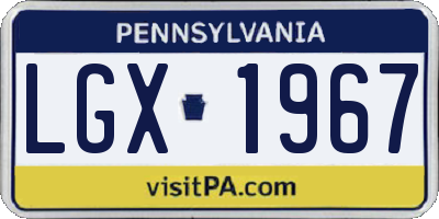 PA license plate LGX1967