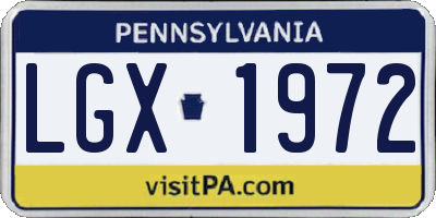PA license plate LGX1972