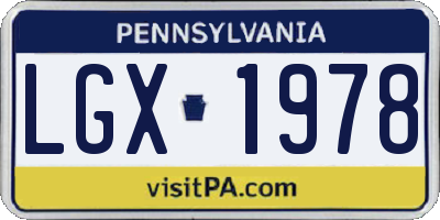 PA license plate LGX1978
