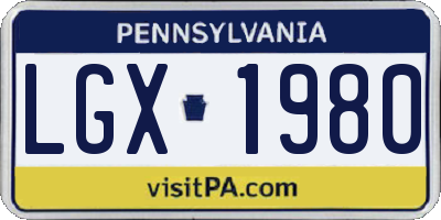 PA license plate LGX1980
