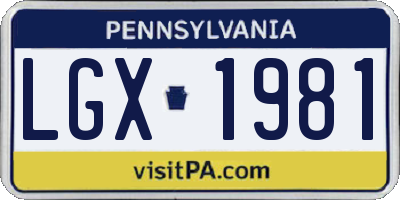 PA license plate LGX1981