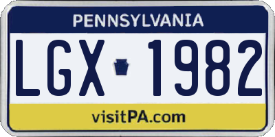 PA license plate LGX1982