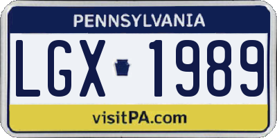 PA license plate LGX1989