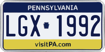 PA license plate LGX1992