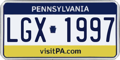 PA license plate LGX1997