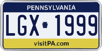 PA license plate LGX1999