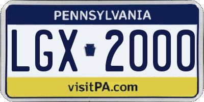 PA license plate LGX2000