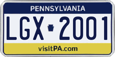 PA license plate LGX2001