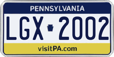 PA license plate LGX2002