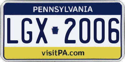 PA license plate LGX2006
