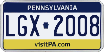 PA license plate LGX2008