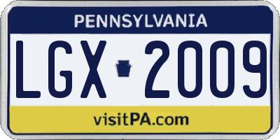 PA license plate LGX2009