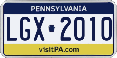 PA license plate LGX2010
