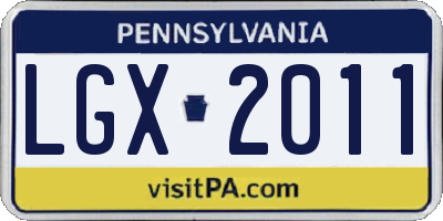 PA license plate LGX2011