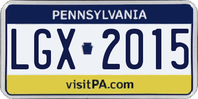 PA license plate LGX2015