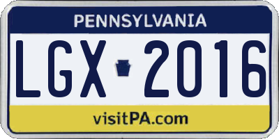 PA license plate LGX2016