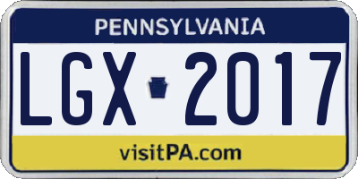 PA license plate LGX2017
