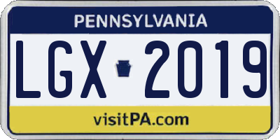 PA license plate LGX2019