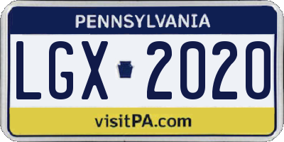 PA license plate LGX2020