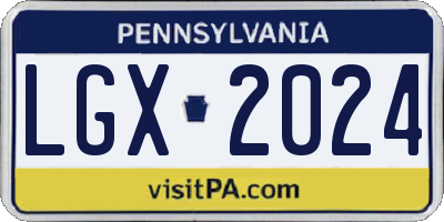 PA license plate LGX2024
