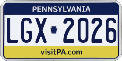 PA license plate LGX2026