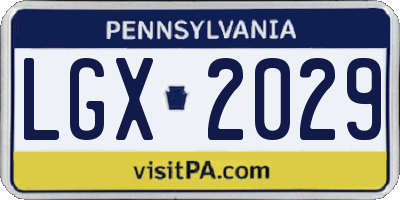 PA license plate LGX2029