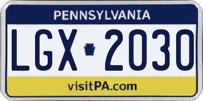 PA license plate LGX2030