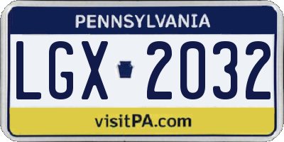 PA license plate LGX2032