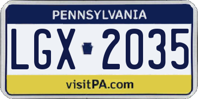 PA license plate LGX2035